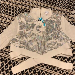 I heart raves sequin white top